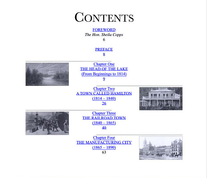 Hamilton table of contents